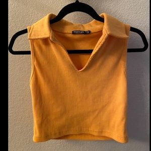 Nasty Gal orange crop top with collar